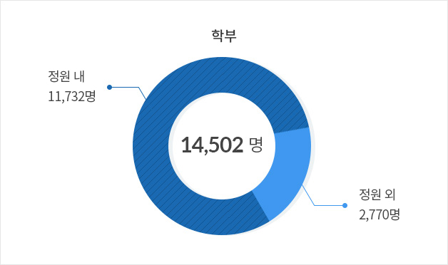 학부생 그래프 정원내 11,732명 / 정원 외 2,770명 / 총합계 14,502
