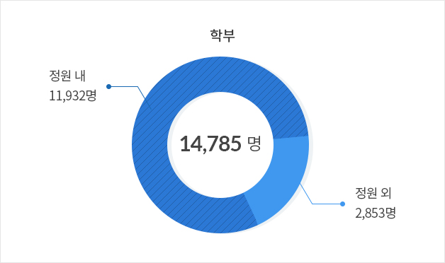 학부생 그래프 정원내 11,932명 / 정원 외 2,853명 / 총합계 14,785